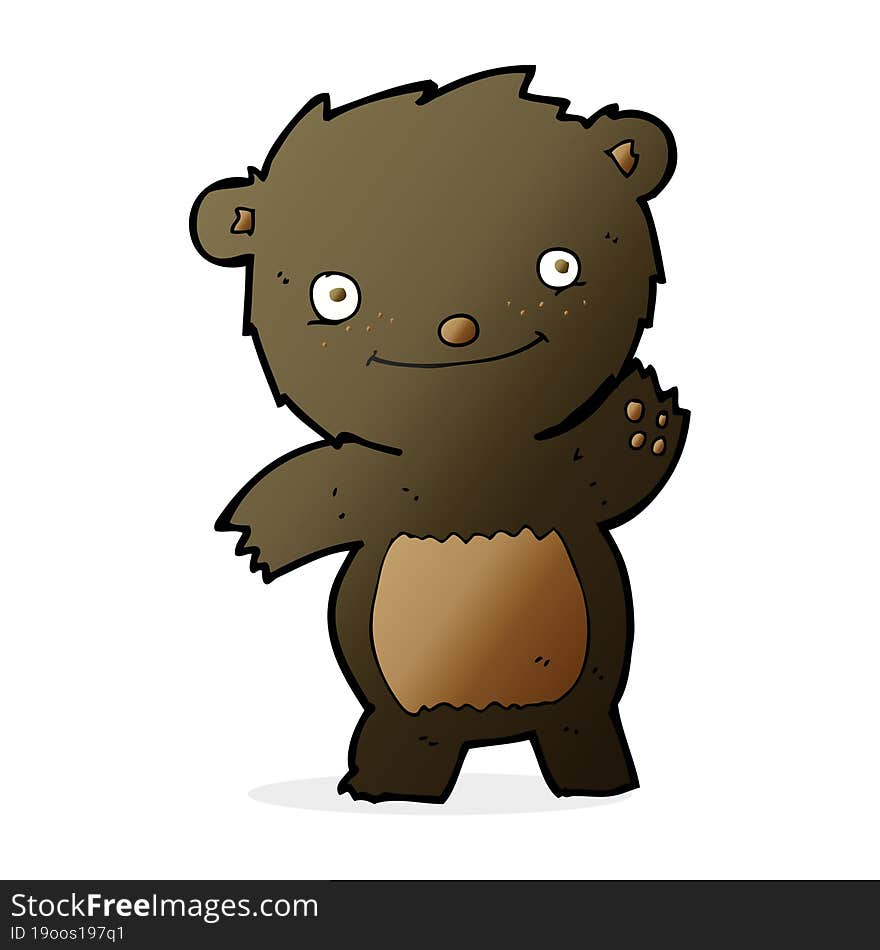 Cartoon Waving Black Bear Cub