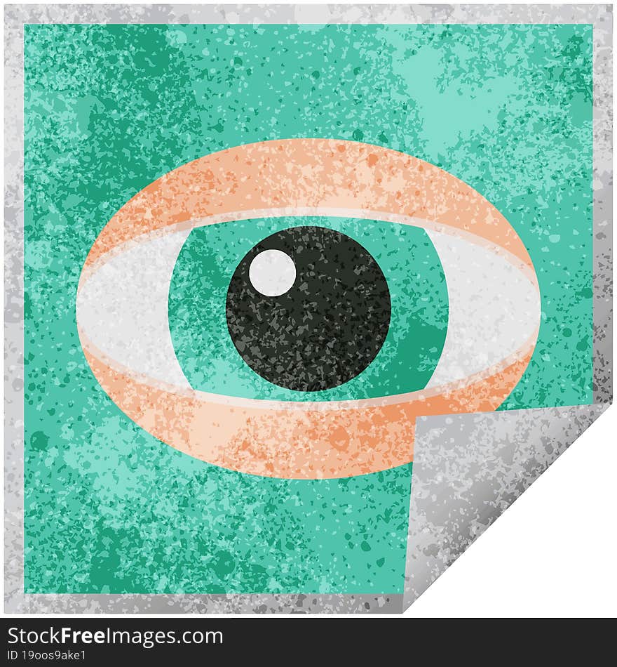 staring eye graphic square sticker