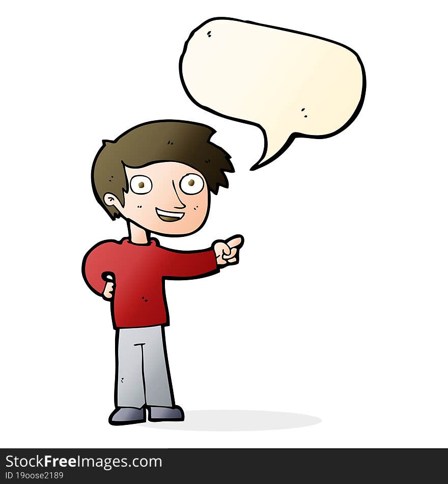 cartoon man pointing with speech bubble