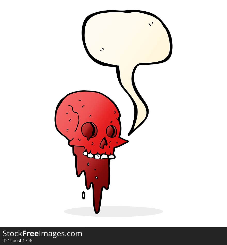 gross halloween skull cartoon with speech bubble