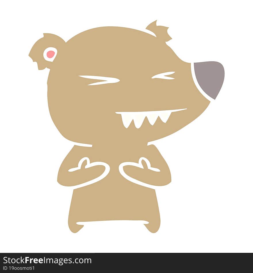 angry bear flat color style cartoon