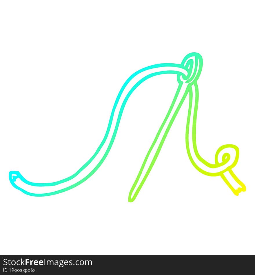 cold gradient line drawing of a cartoon needle and thread