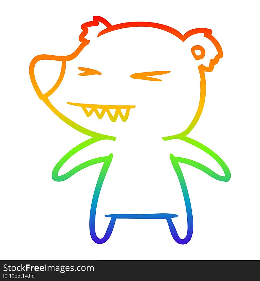 rainbow gradient line drawing angry bear cartoon