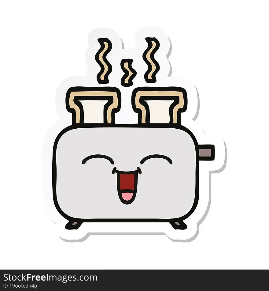 sticker of a cute cartoon of a toaster