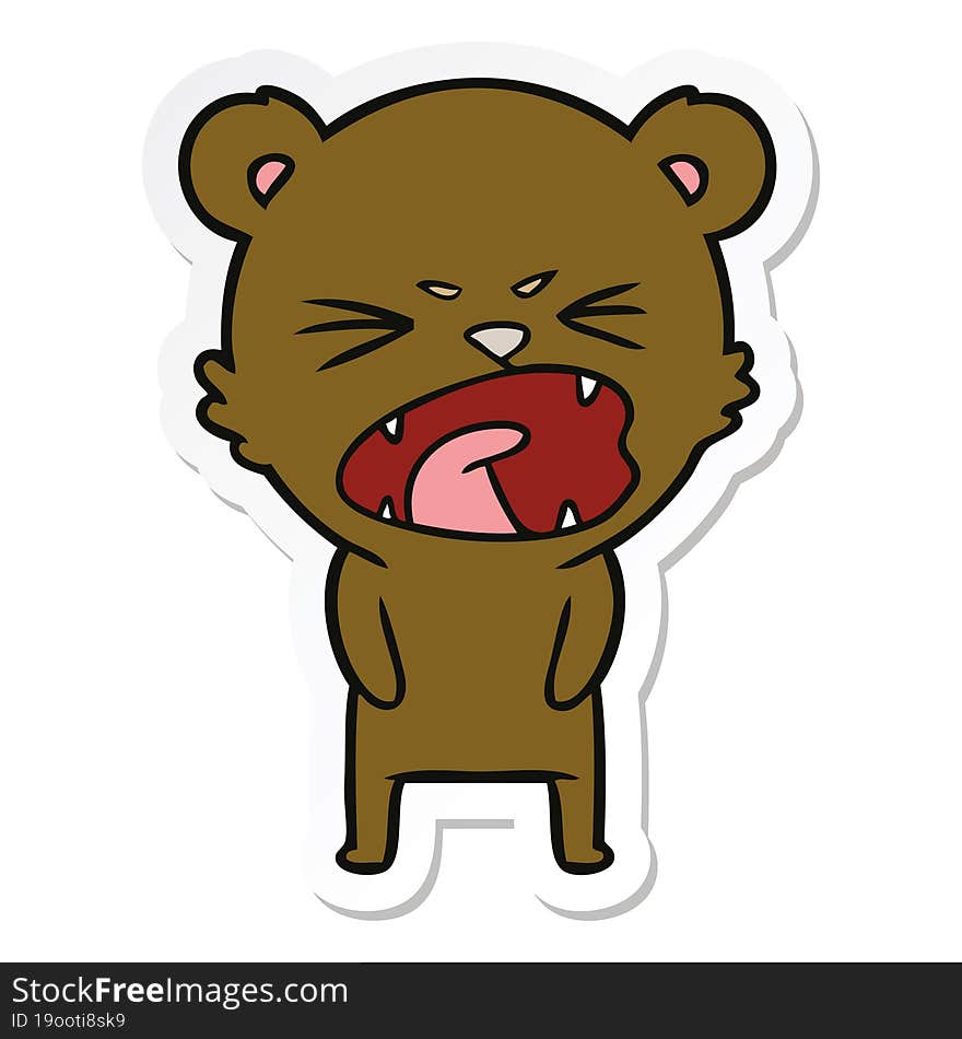 sticker of a angry cartoon bear