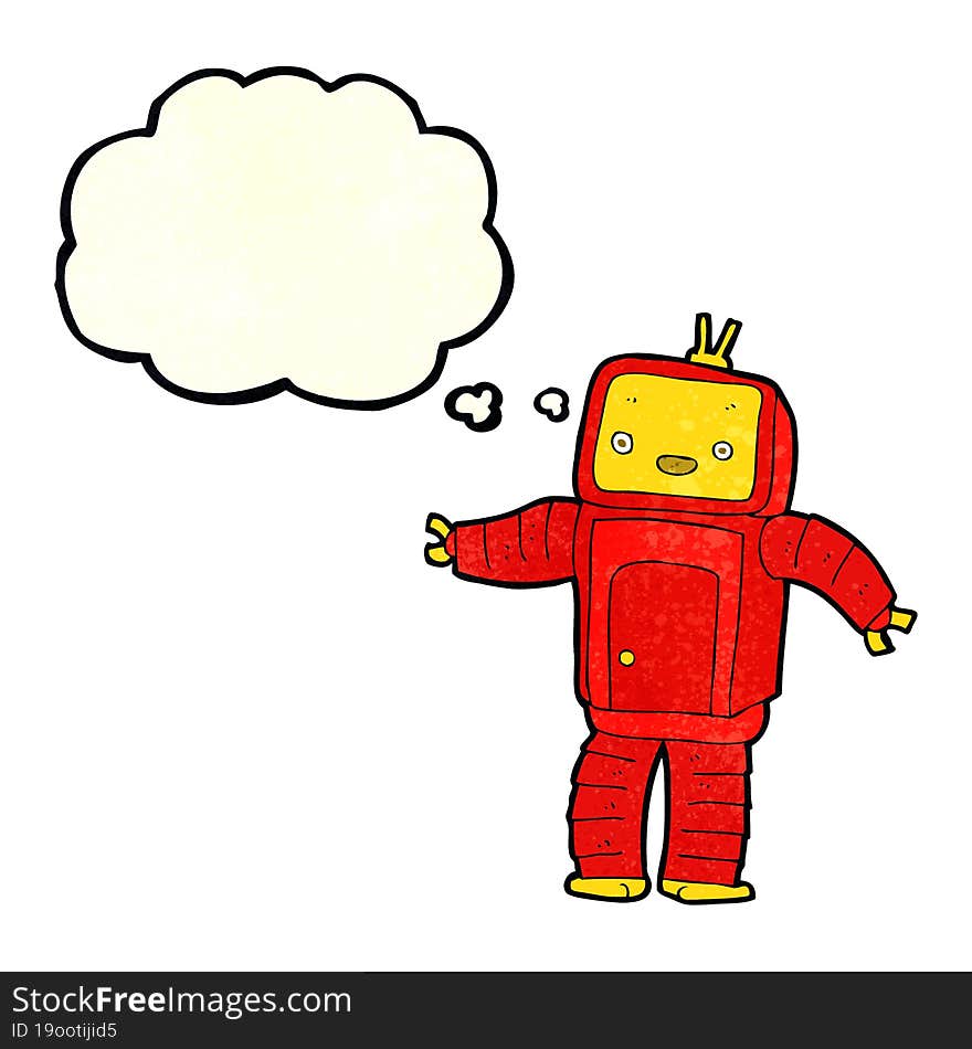 cartoon robot with thought bubble