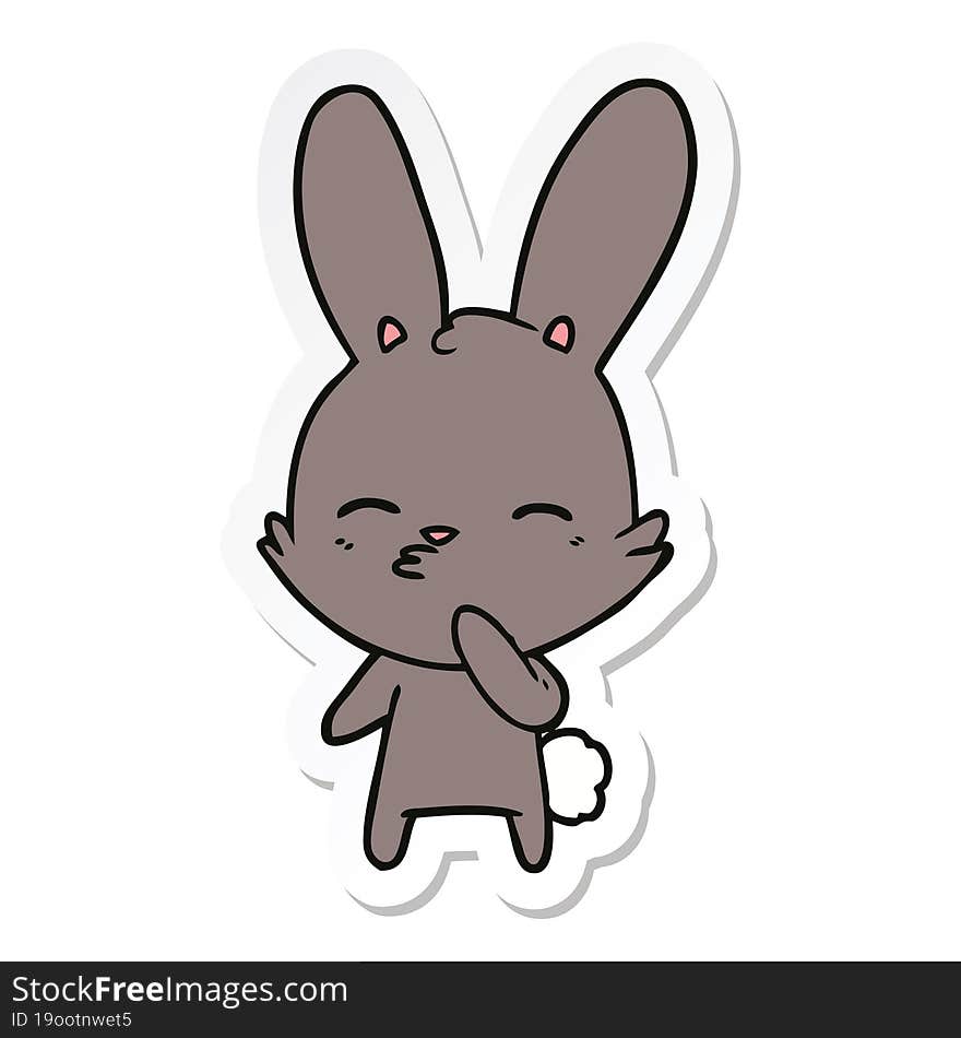 sticker of a curious bunny cartoon