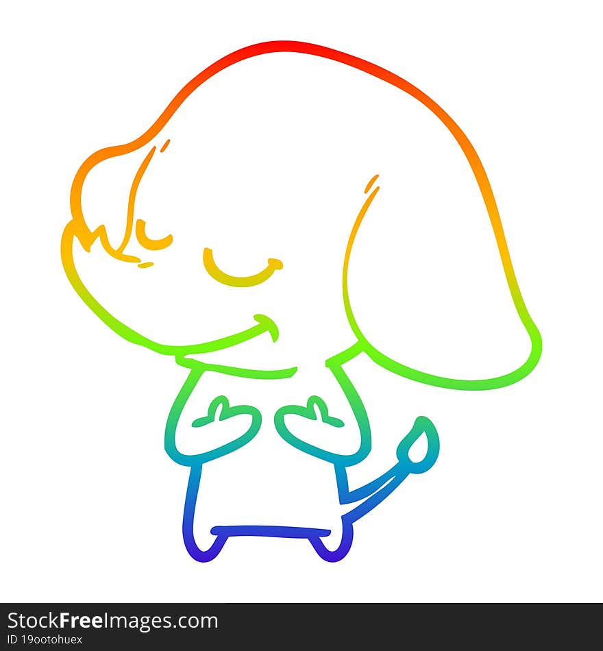 rainbow gradient line drawing cartoon smiling elephant