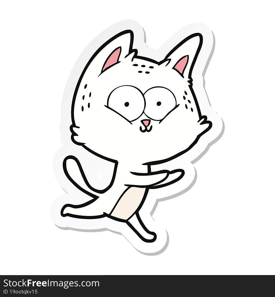 sticker of a cartoon cat running