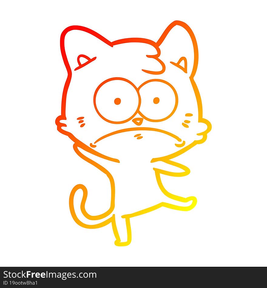 warm gradient line drawing cartoon nervous cat