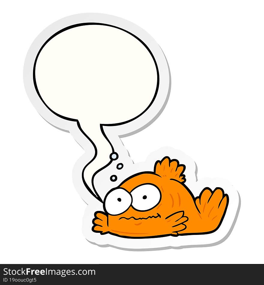 Funny Cartoon Goldfish And Speech Bubble Sticker