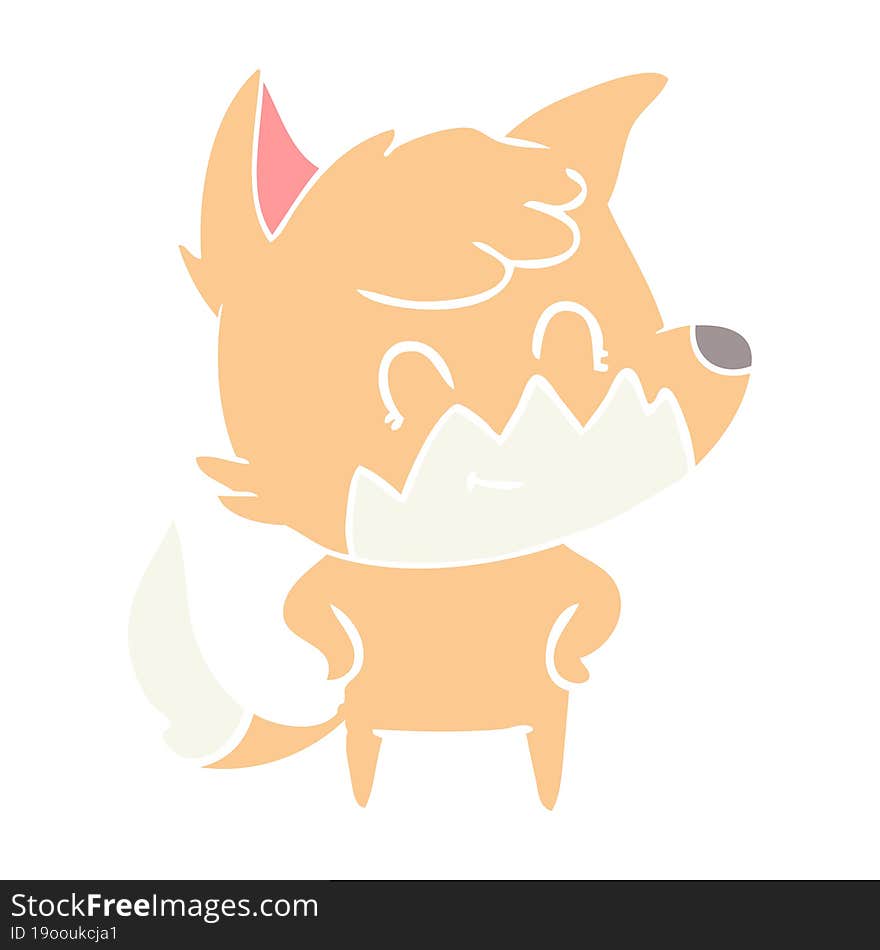 Flat Color Style Cartoon Friendly Fox