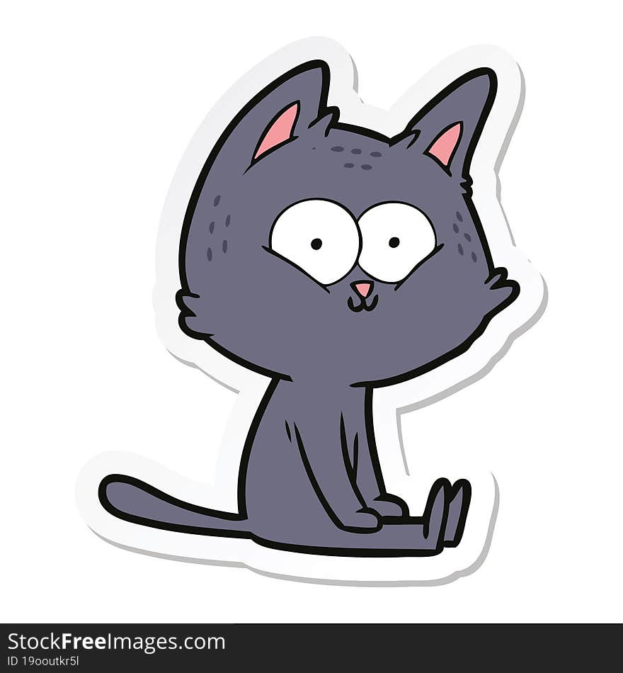 sticker of a cartoon cat sitting