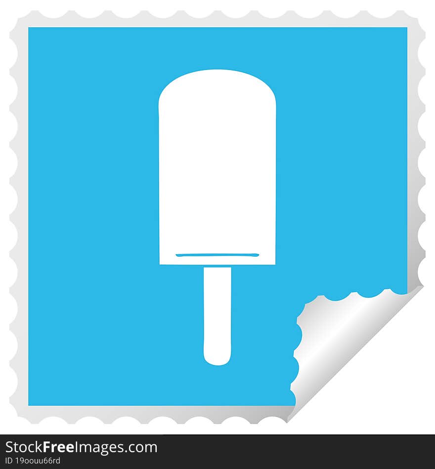 quirky square peeling sticker cartoon orange ice lolly