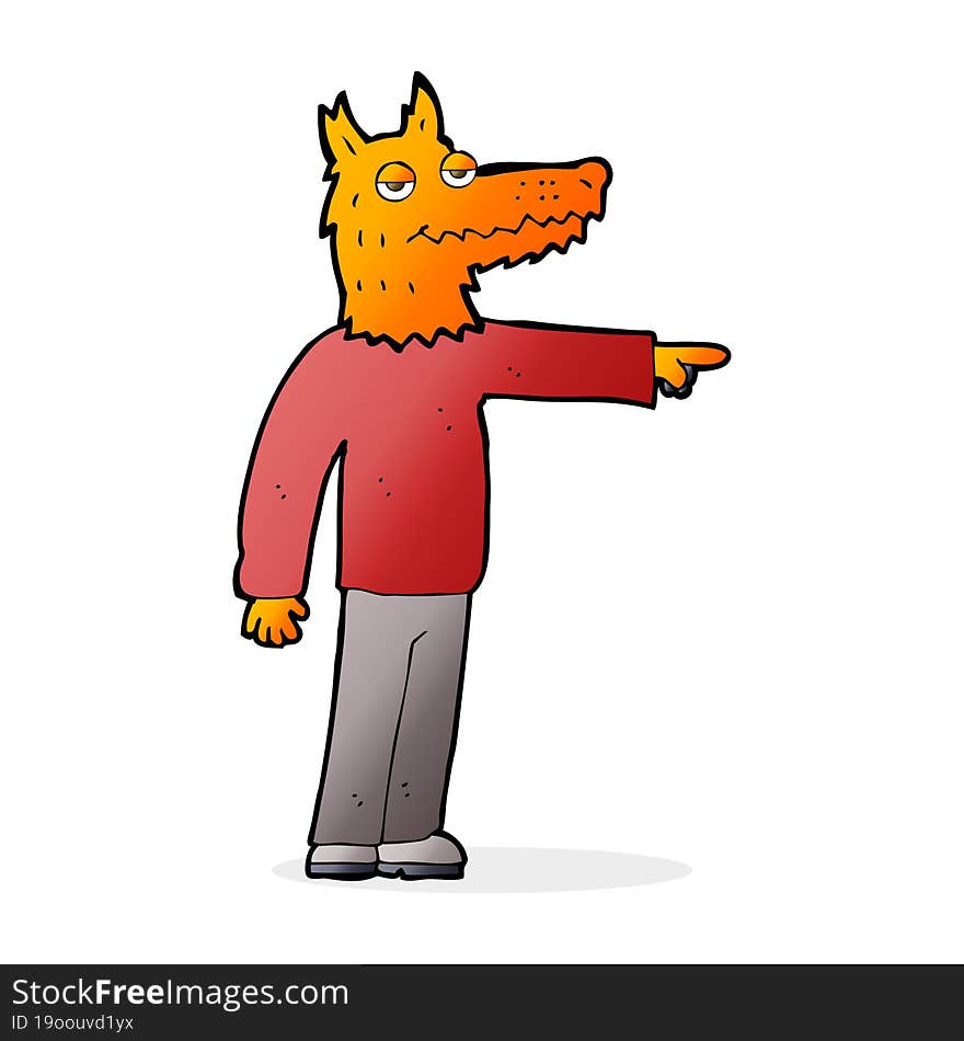 cartoon fox man pointing