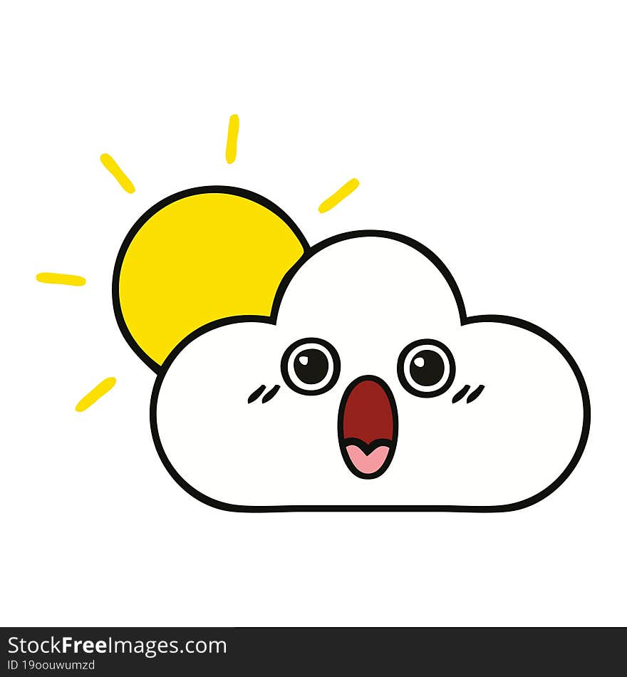 Cute Cartoon Sun And Cloud