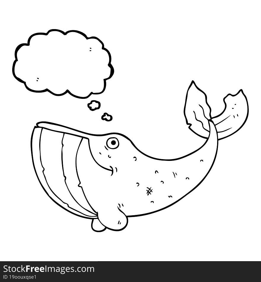 freehand drawn thought bubble cartoon whale