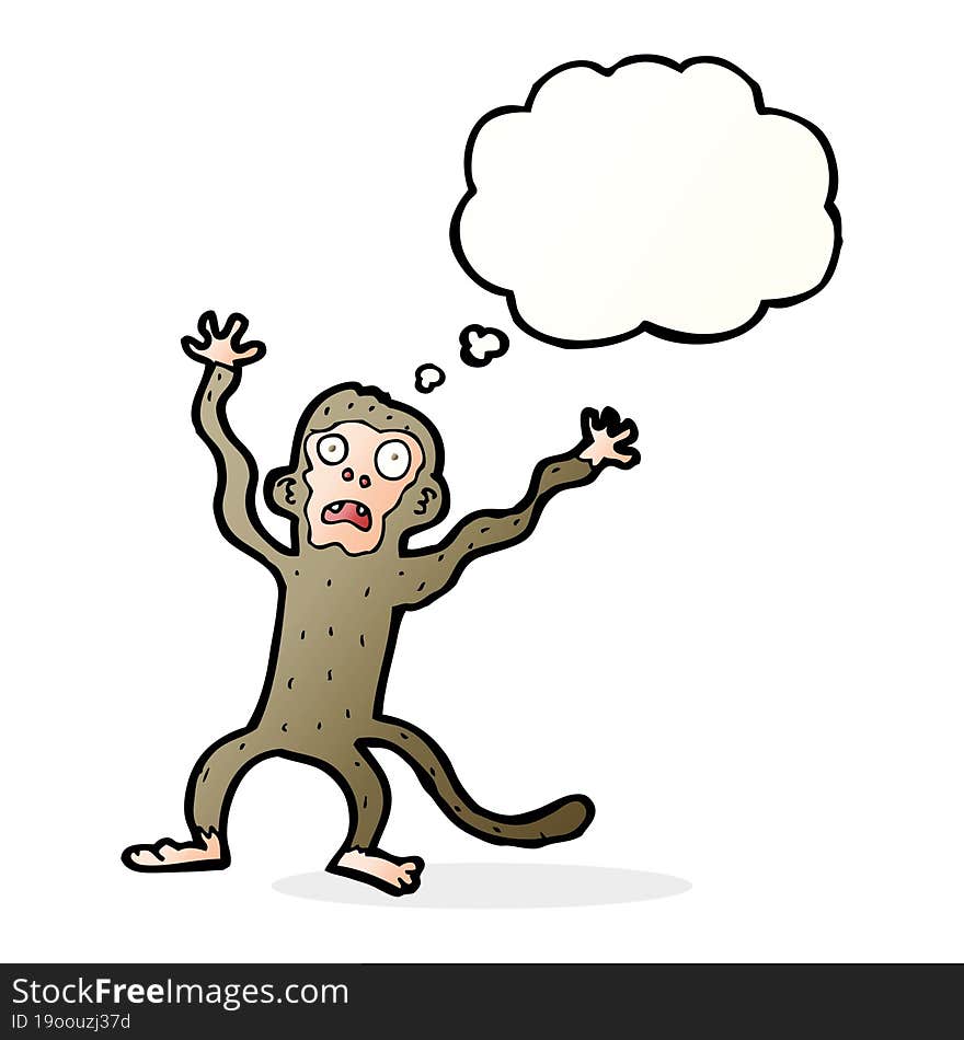 Cartoon Frightened Monkey With Thought Bubble