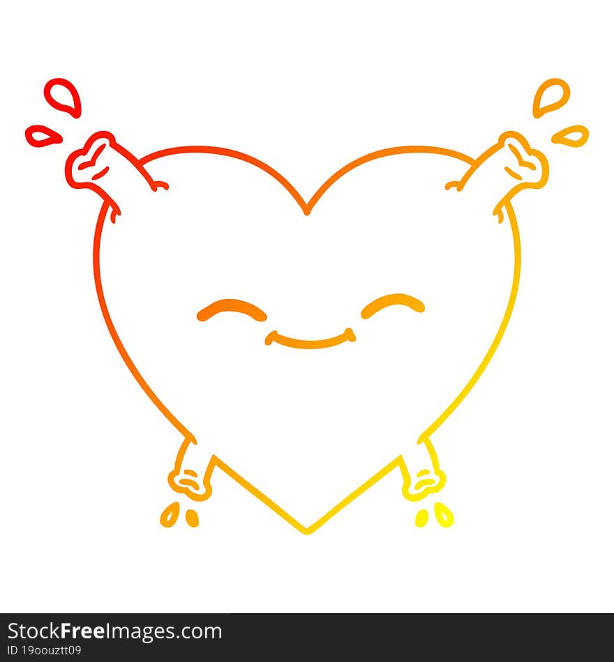 warm gradient line drawing cartoon happy heart