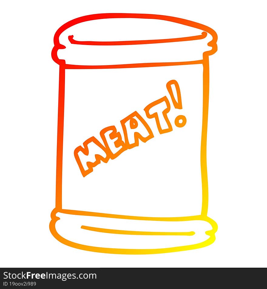 Warm Gradient Line Drawing Cartoon Can Of Meat