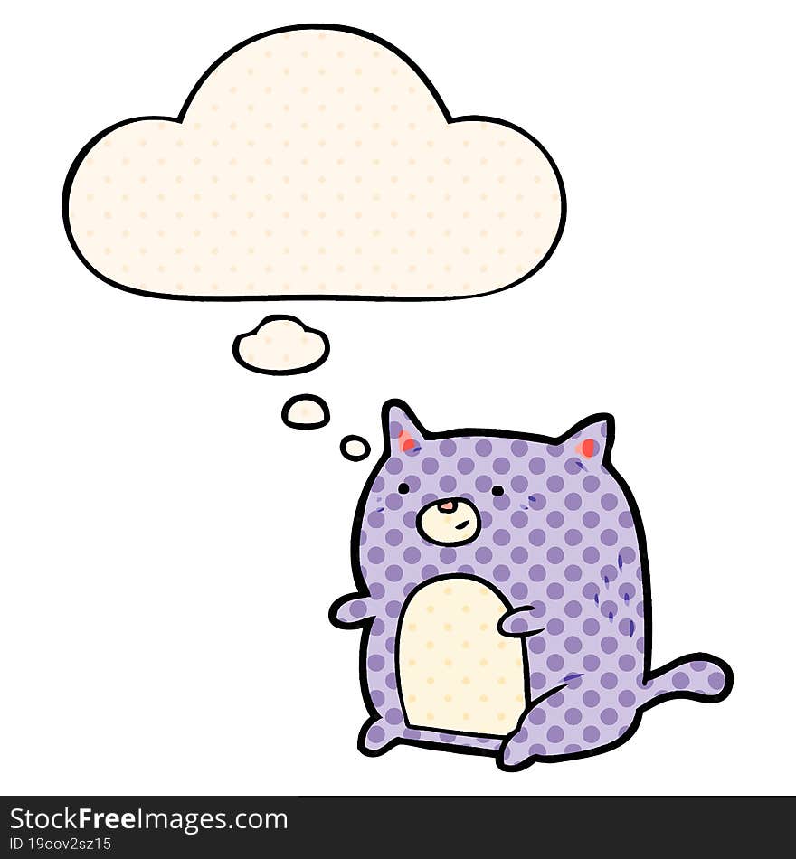 cartoon cat with thought bubble in comic book style