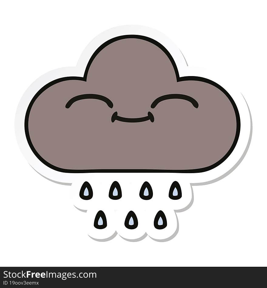 sticker of a cute cartoon storm rain cloud