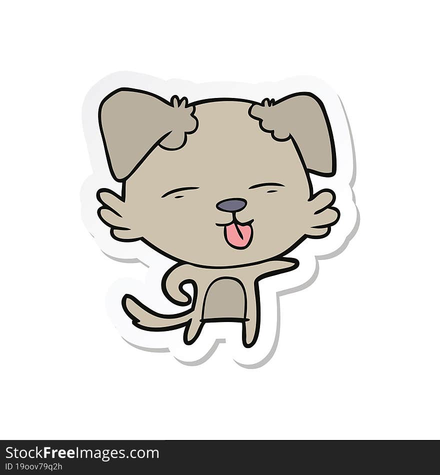 Sticker Of A Cartoon Dog Sticking Out Tongue