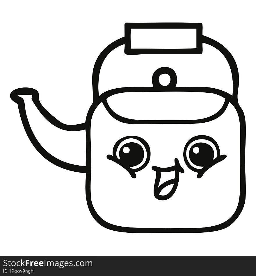 Line Drawing Cartoon Kettle