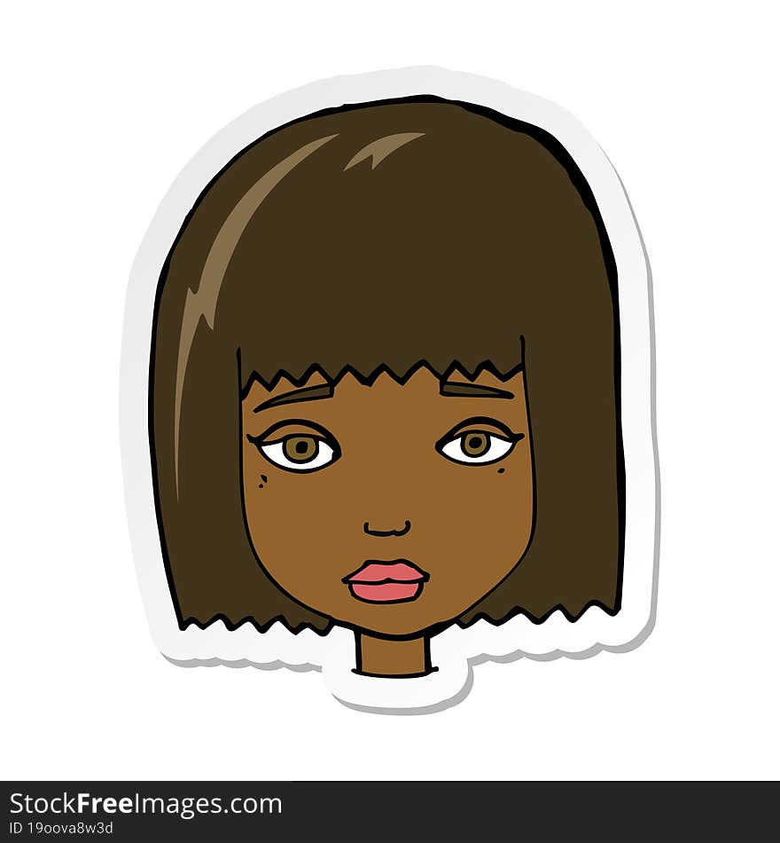 sticker of a cartoon female face