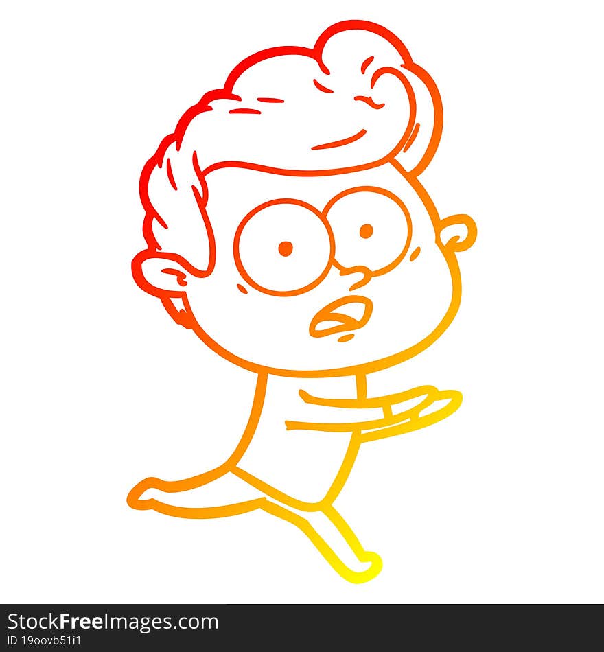 Warm Gradient Line Drawing Cartoon Staring Man