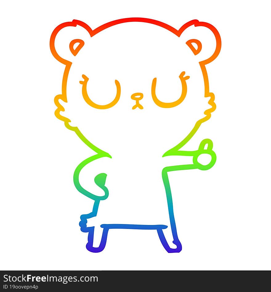 rainbow gradient line drawing peaceful cartoon bear cub