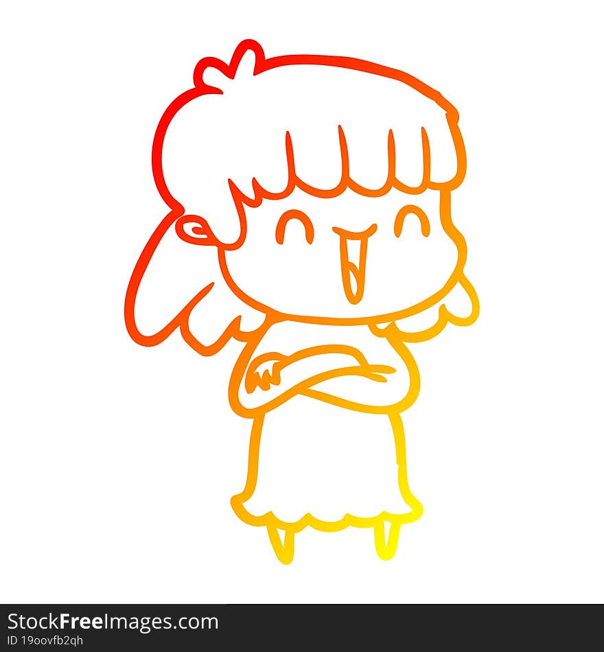 warm gradient line drawing of a cartoon woman