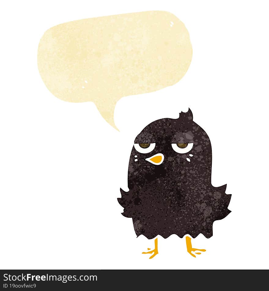 cartoon bored bird with thought bubble