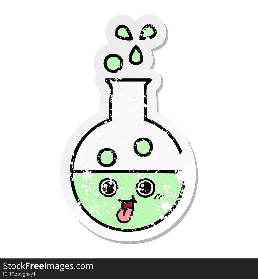 distressed sticker of a cute cartoon test tube