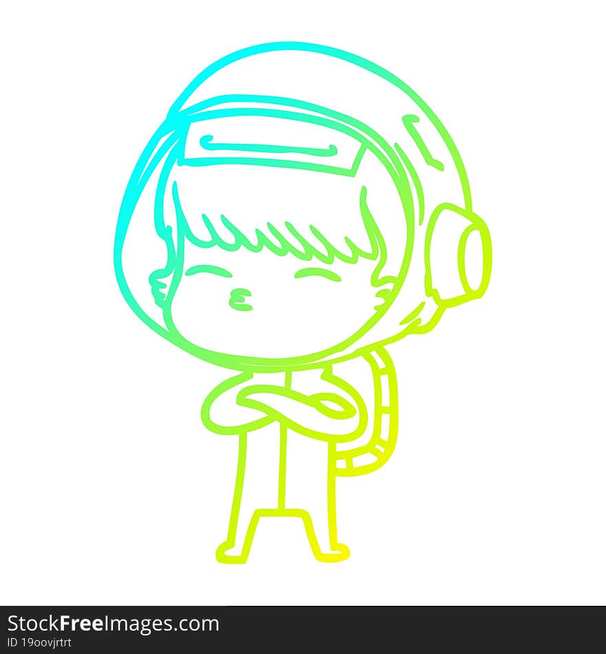 cold gradient line drawing cartoon curious astronaut