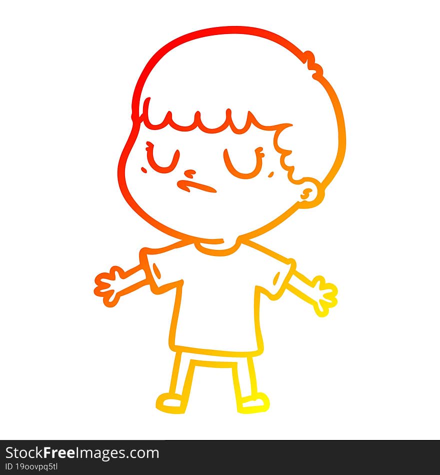 warm gradient line drawing cartoon grumpy boy