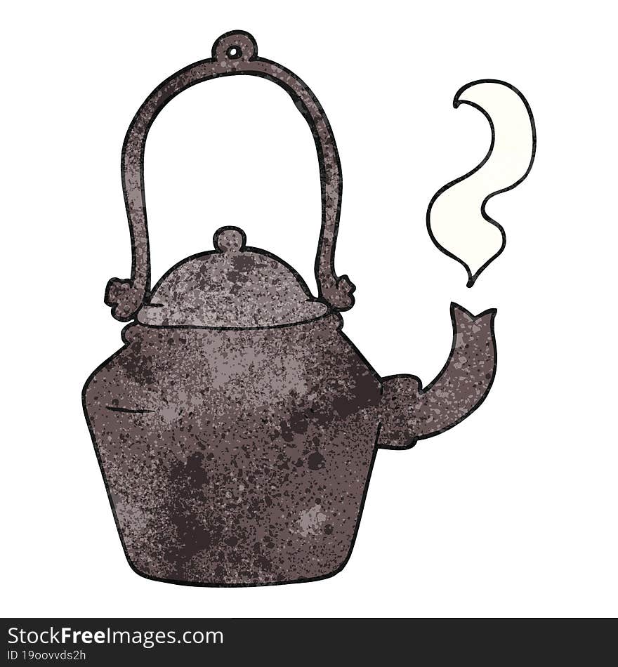 textured cartoon old black kettle