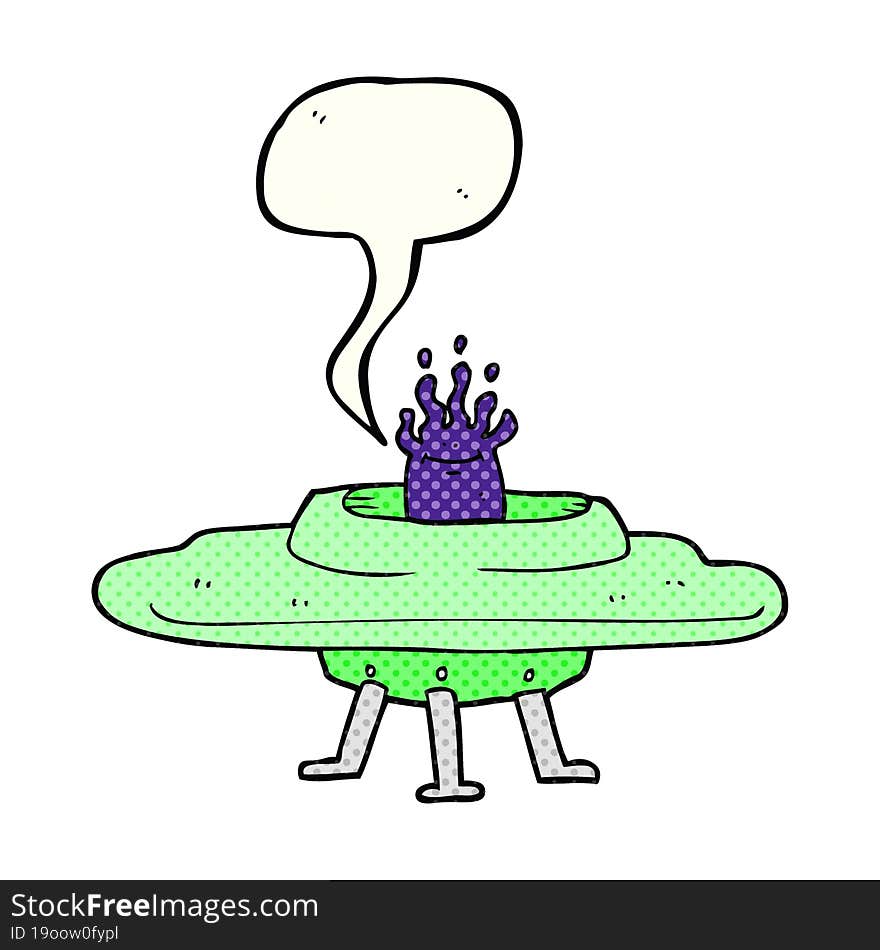 Comic Book Speech Bubble Cartoon Flying Saucer