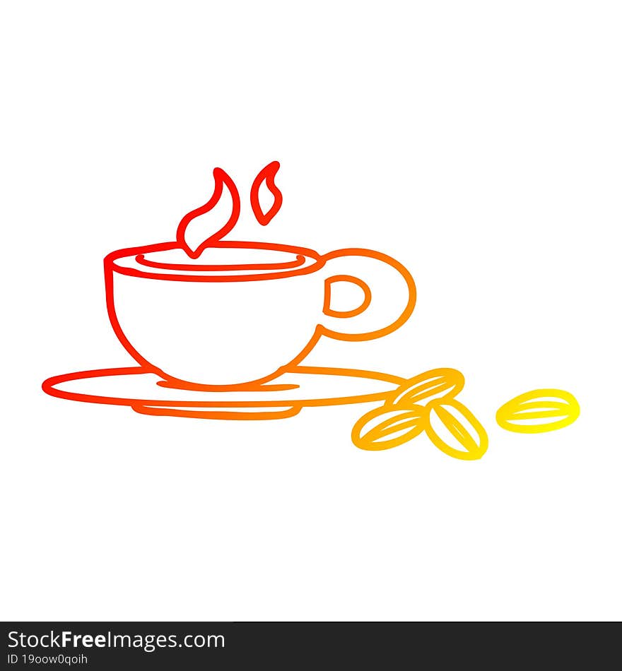 warm gradient line drawing of a a lovely cup of coffee