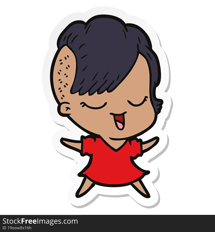 sticker of a happy cartoon girl