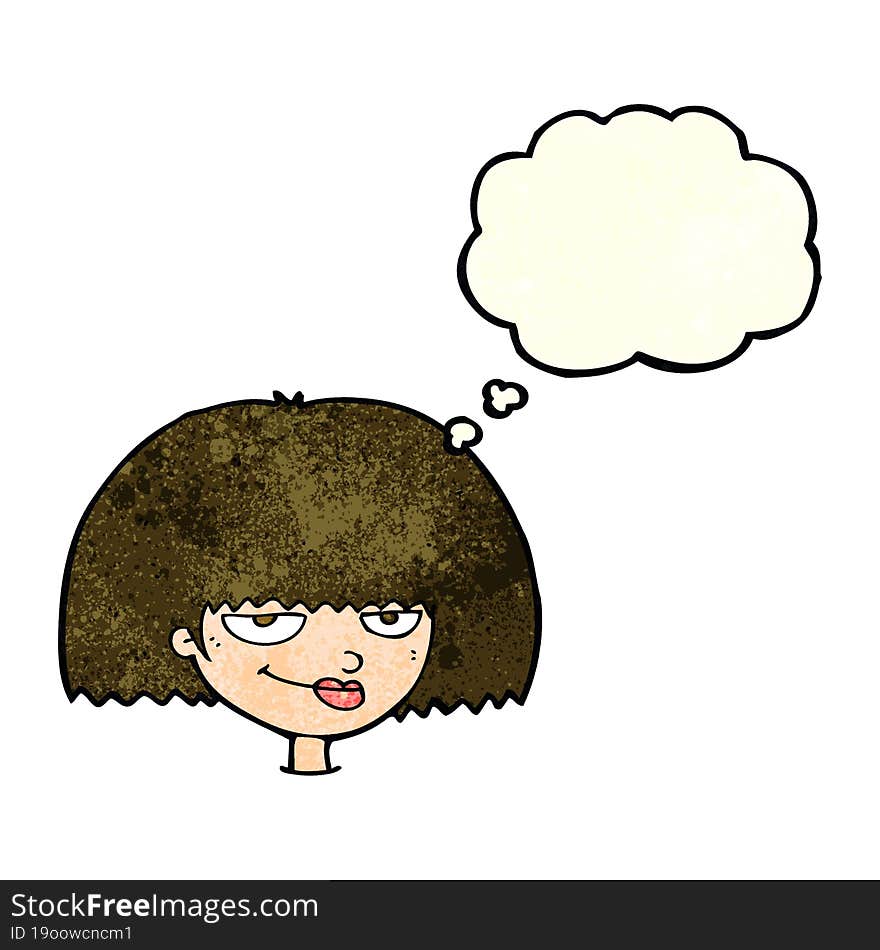 Cartoon Mean Female Face With Thought Bubble