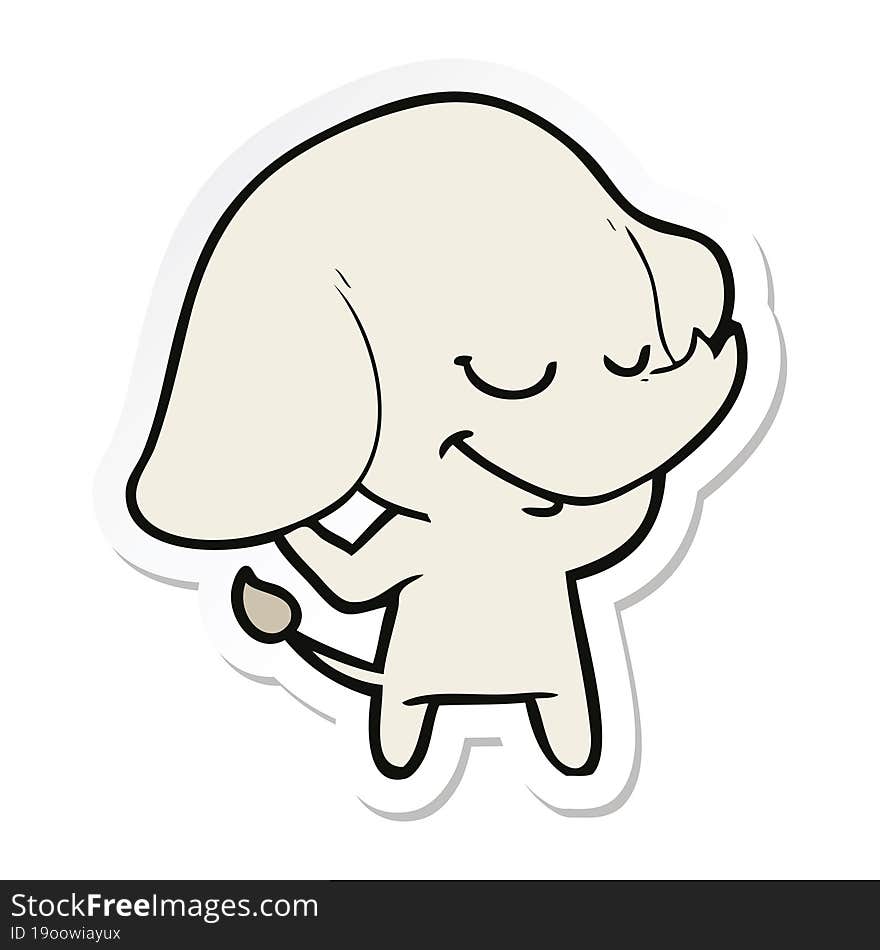 sticker of a cartoon smiling elephant