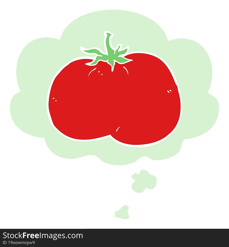 Cartoon Tomato And Thought Bubble In Retro Style