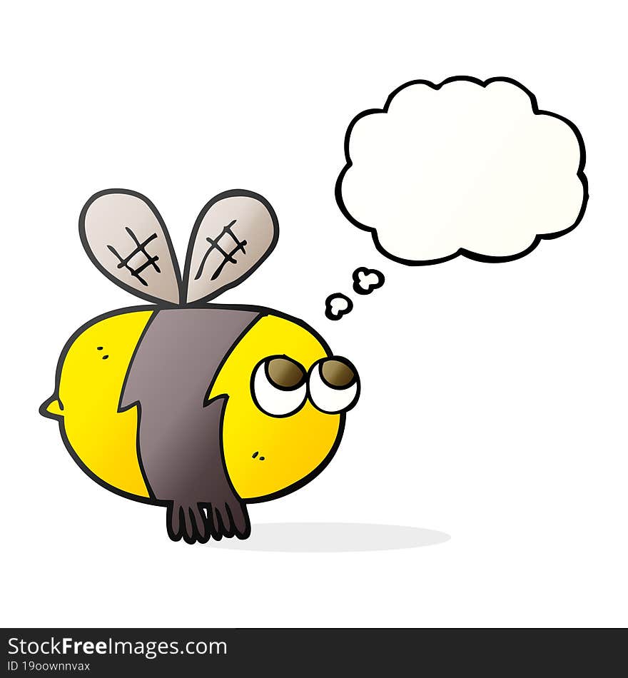 freehand drawn thought bubble cartoon bee