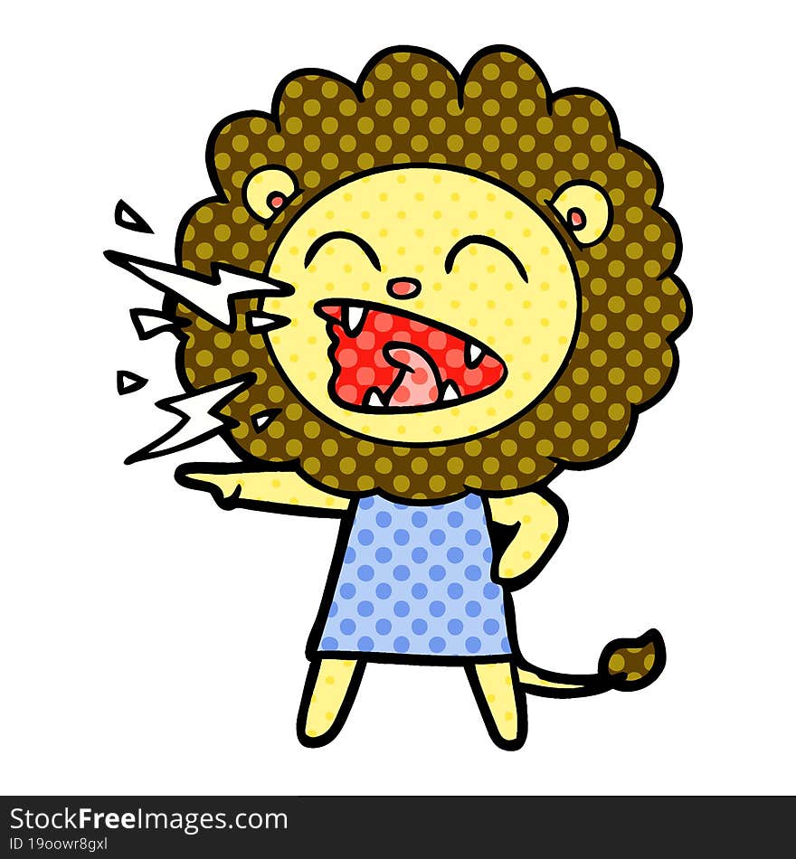 cartoon roaring lion girl. cartoon roaring lion girl