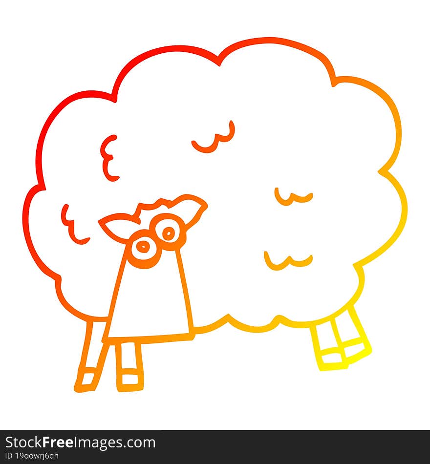 warm gradient line drawing cartoon funny sheep