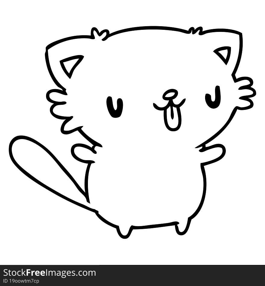 line drawing illustration of cute kawaii cat. line drawing illustration of cute kawaii cat