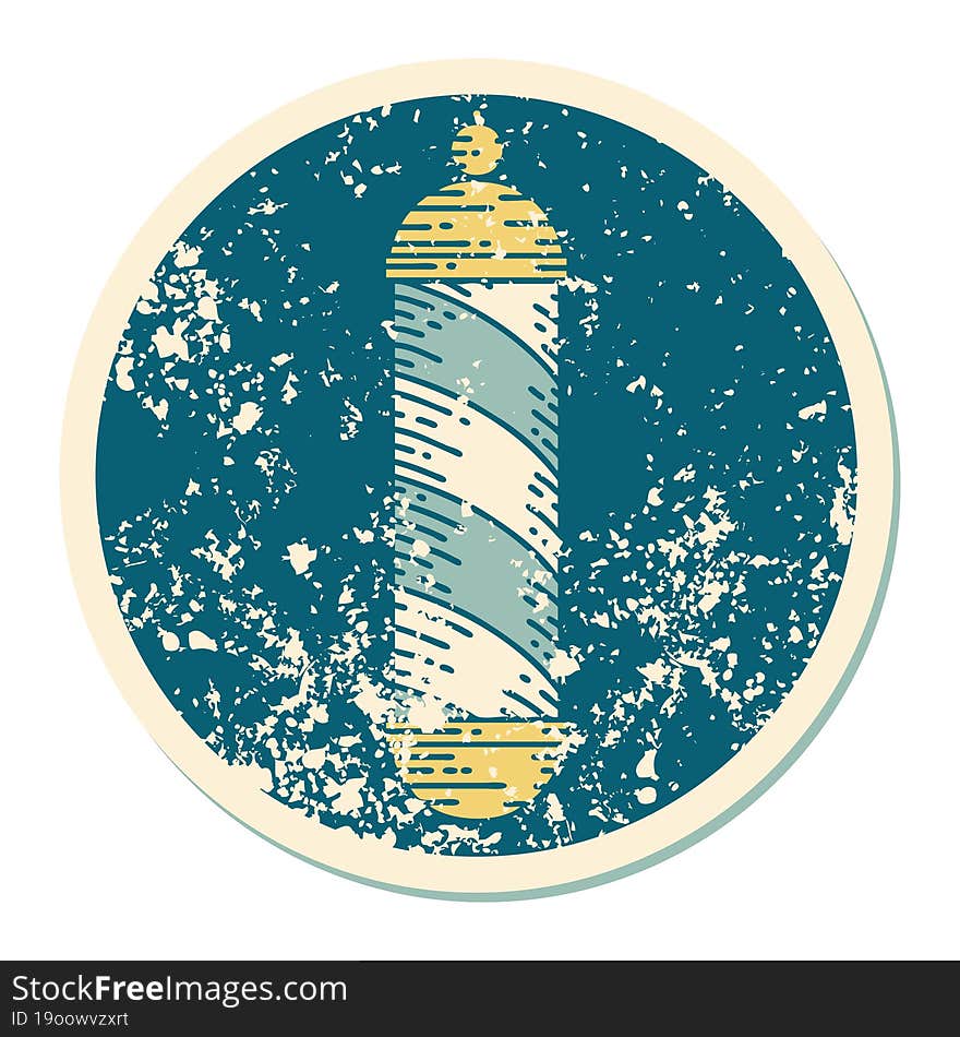 iconic distressed sticker tattoo style image of a barbers pole. iconic distressed sticker tattoo style image of a barbers pole