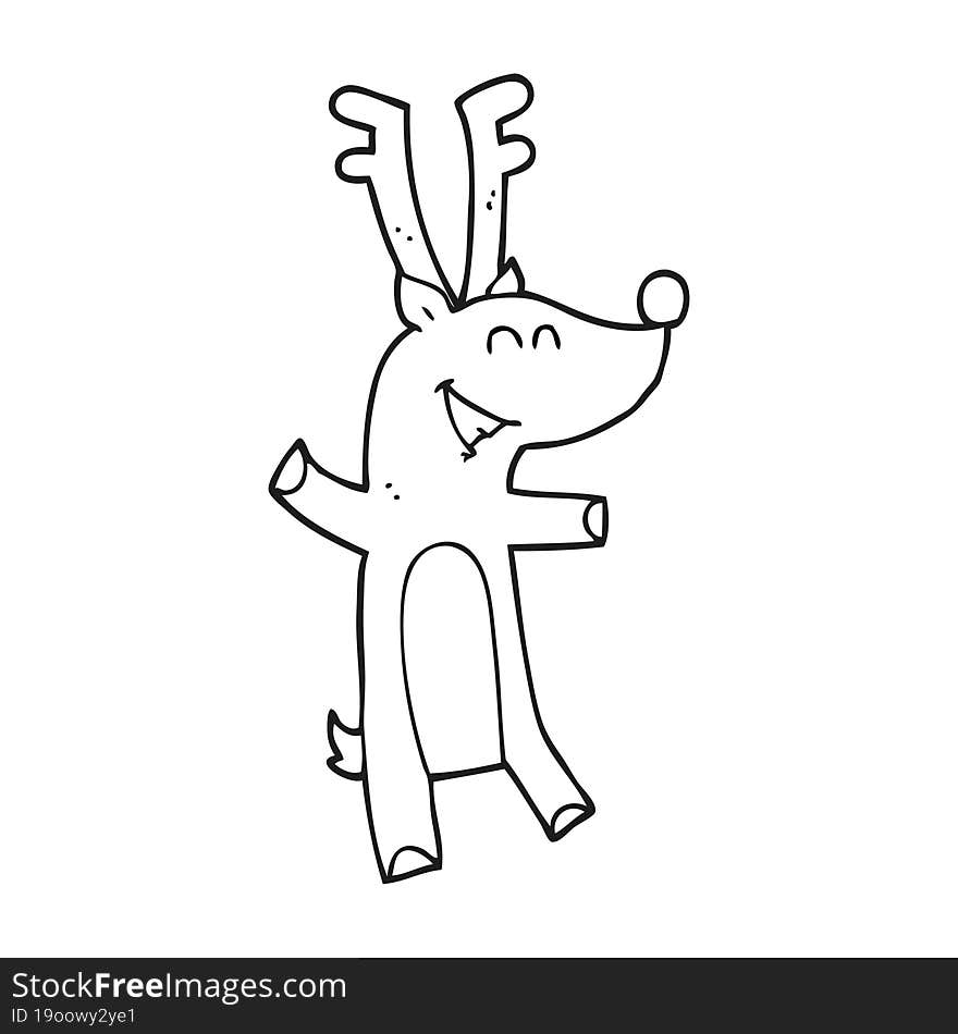 black and white cartoon reindeer