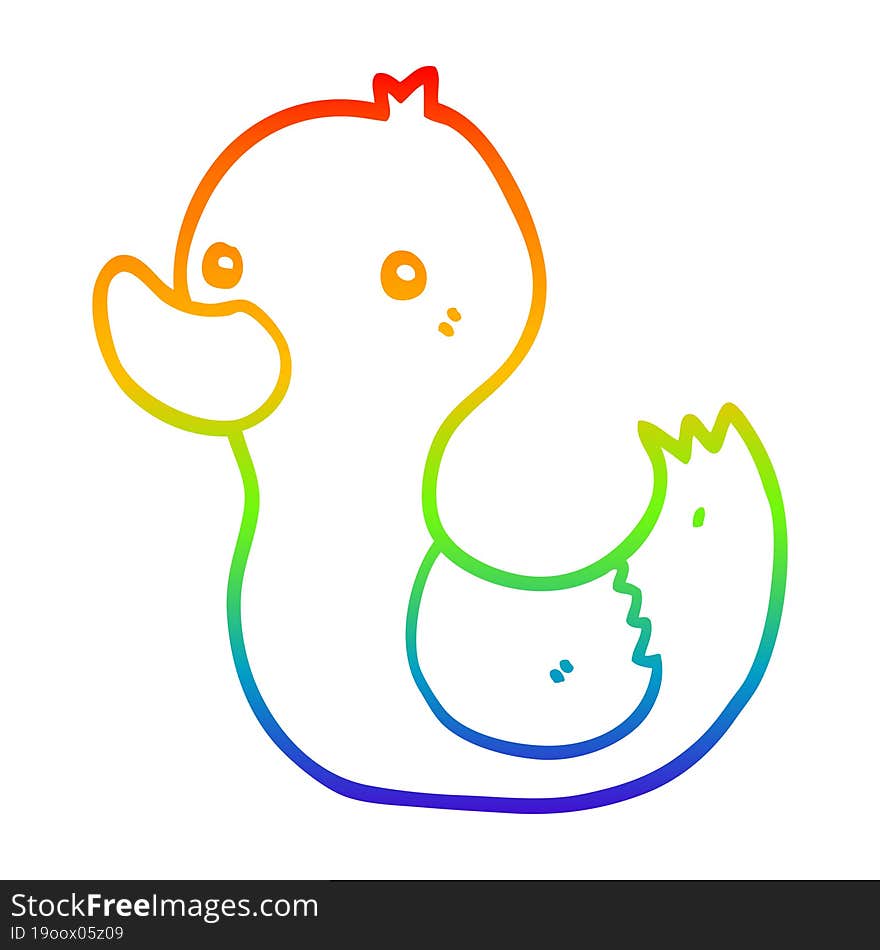 Rainbow Gradient Line Drawing Cartoon Duck